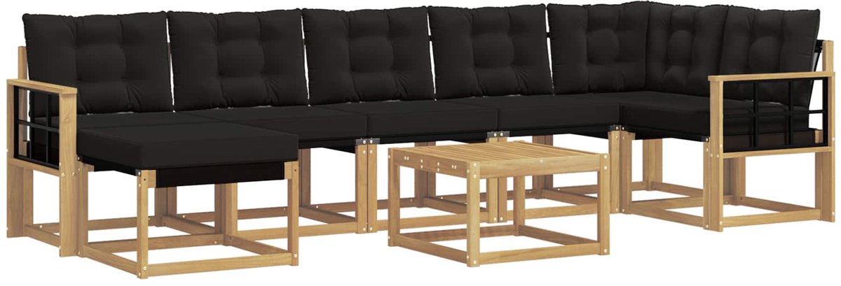 vidaXL Buiten - bank - set - 8 - st - 7-zits - Wit - en - zwart Wit en zwart