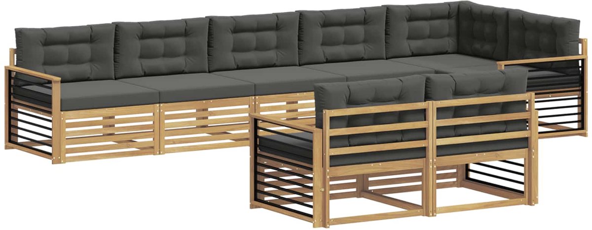 vidaXL Buiten - bank - set - 8 - st - 8-zits - Wit - en - antracietkleurig - Polyester Wit en antracietkleurig
