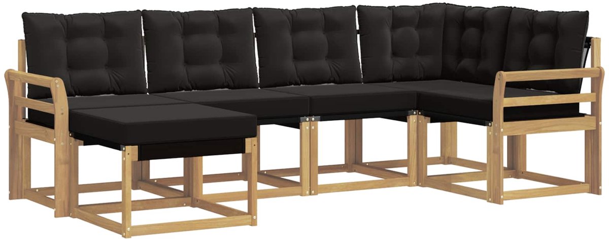 vidaXL Buiten - bank - set - 6 - st - 6-zits - Wit - en - zwart Wit en zwart