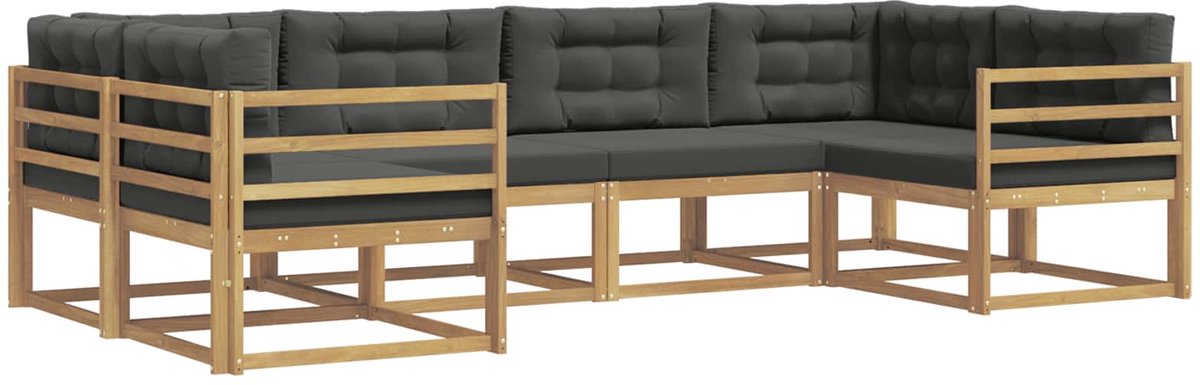 vidaXL Buiten - bank - set - 6 - st - 6-zits - Wit - en - antracietkleurig Wit en antracietkleurig