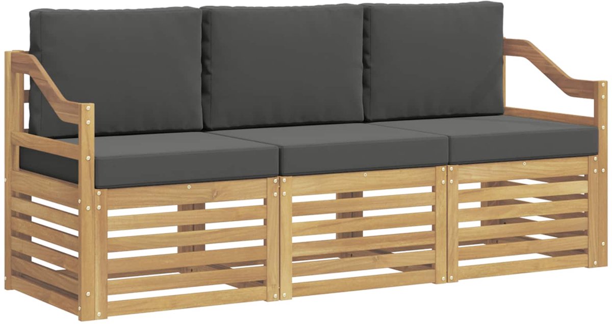 vidaXL Buiten - bank - set - 3 - st - 3-zits - Wit - en - antracietkleurig - Polyester Wit en antracietkleurig