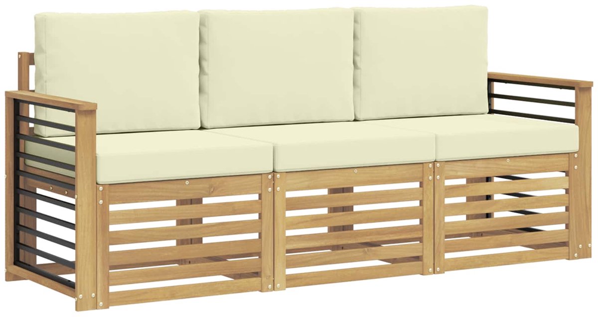vidaXL - Sofa-Sets - 3 - st - Wit - en - crèmekleurig - Polyester