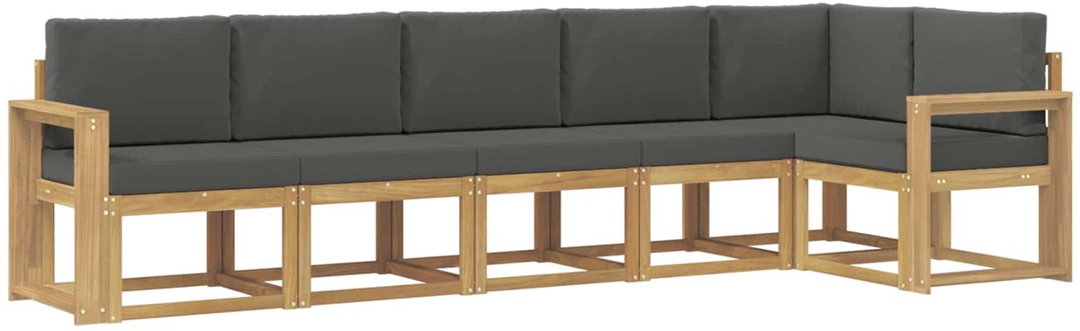 vidaXL Buiten - bank - set - 6 - st - Wit - en - antracietkleurig - Polyester Wit en antracietkleurig