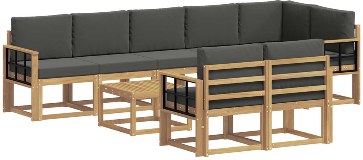 vidaXL Buiten - bank - set - 9 - st - 8-zits - Wit - en - antracietkleurig - Polyester Wit en antracietkleurig