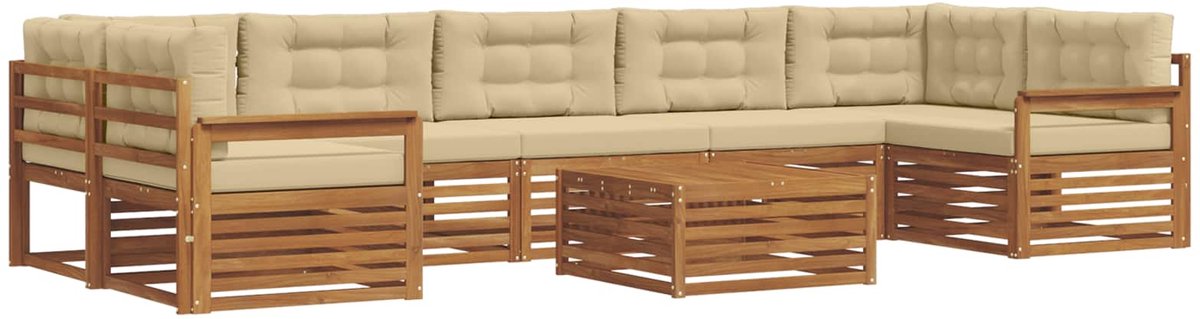 vidaXL Buiten - bank - set - 8 - st - Natuurlijk - en - Beige Natuurlijk en Beige