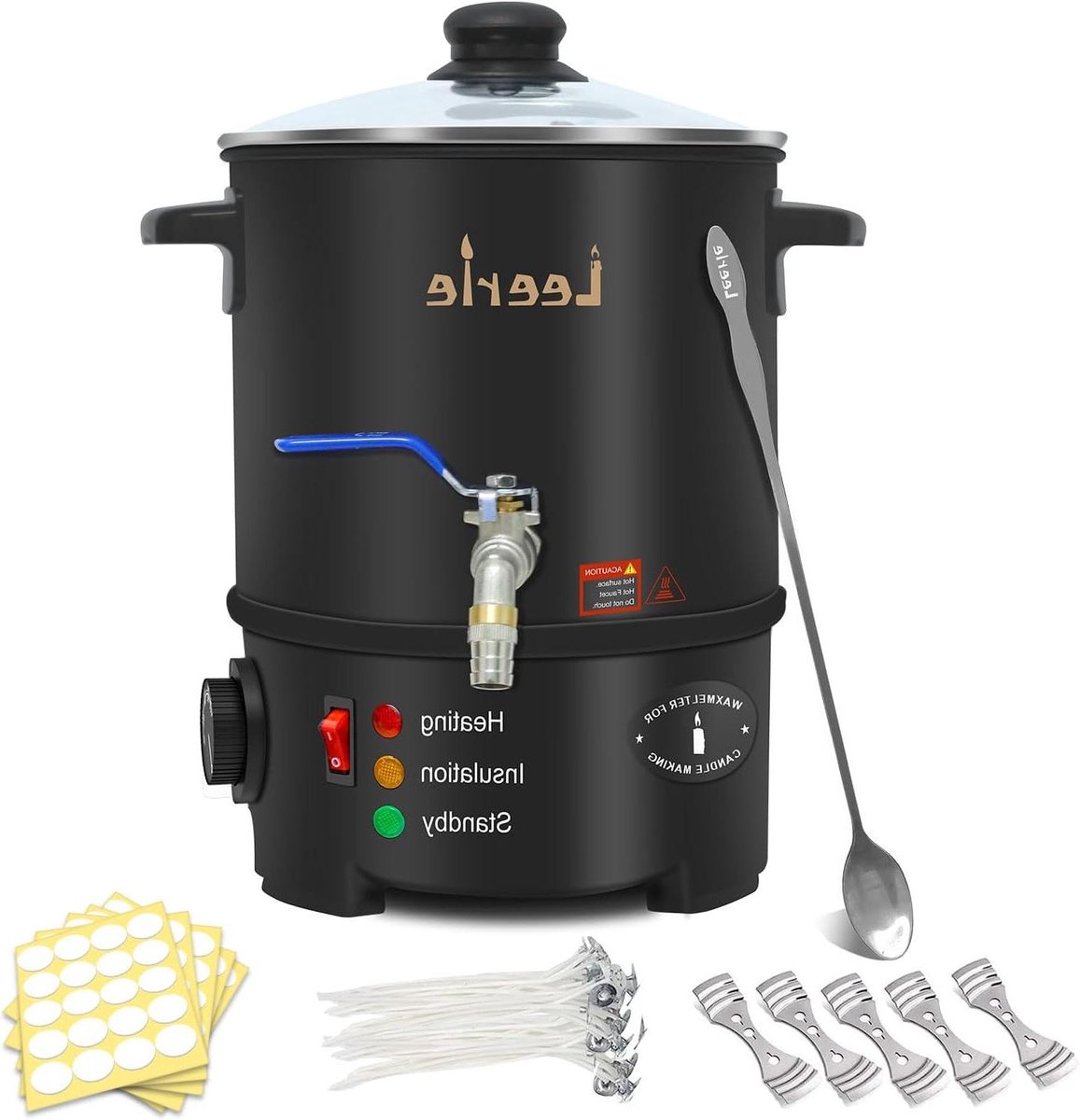Wasmelter - Smeltkroes - Kaarsen maken - Traploze temperatuurregeling - 5 liter capaciteit - Zilver
