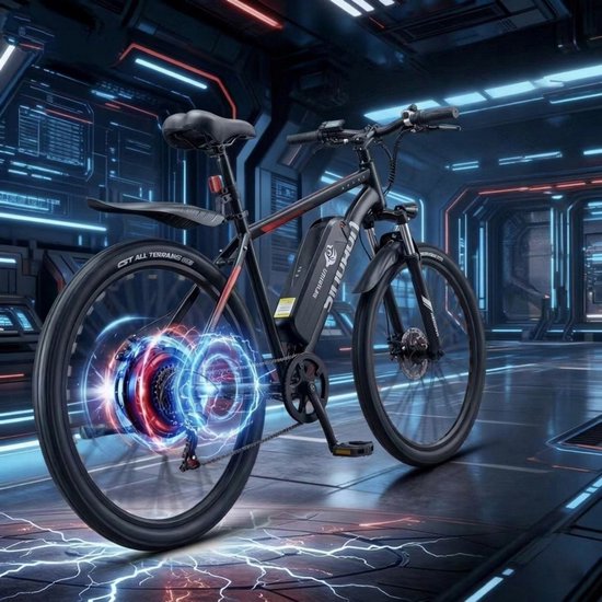 SINOHON EM200D 26'' Elektrische MTB - 250W Motor, 36V 10,4Ah Accu, 60km Bereik, 7-Speed Shimano - LED-Koplamp van SINOHON — afbeelding 2