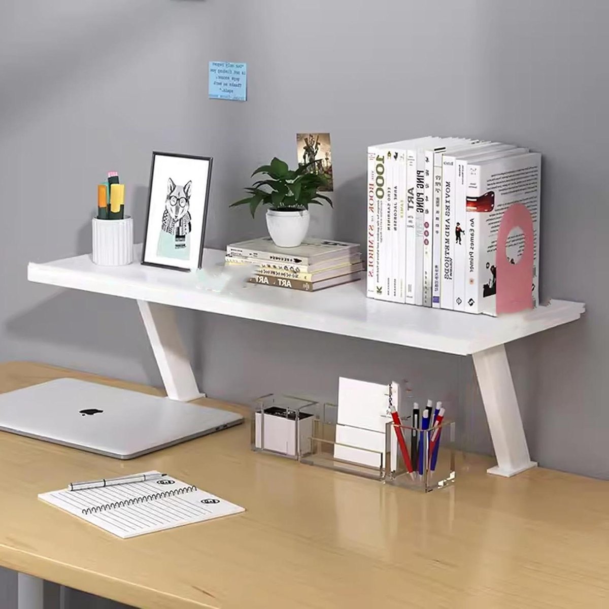Bureau Plank - Bureauverlenger Extra Opslag - Werkruimte Organiseren - Klembevestiging - 40cm - Wit