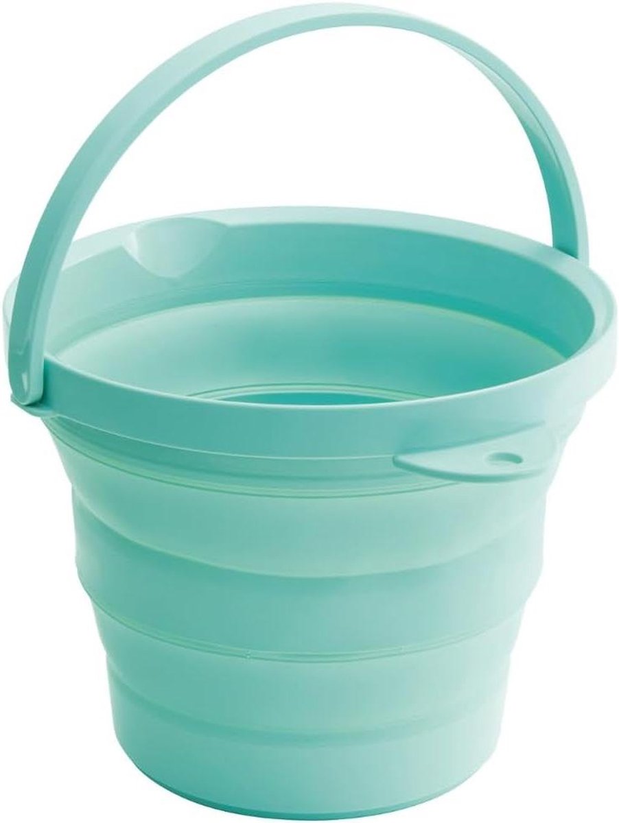 Zachte emmer - Opvouwbare emmer - Huishoudelijke taken - Met deksel - 8 liter - Mintgroen