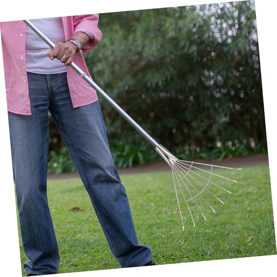 Tuinrakel Bladhark - Hark Grondhark - Bladeren Verzamelen - Roestvrijstaal Constructie - 3.2 cm - Zilver — afbeelding 3
