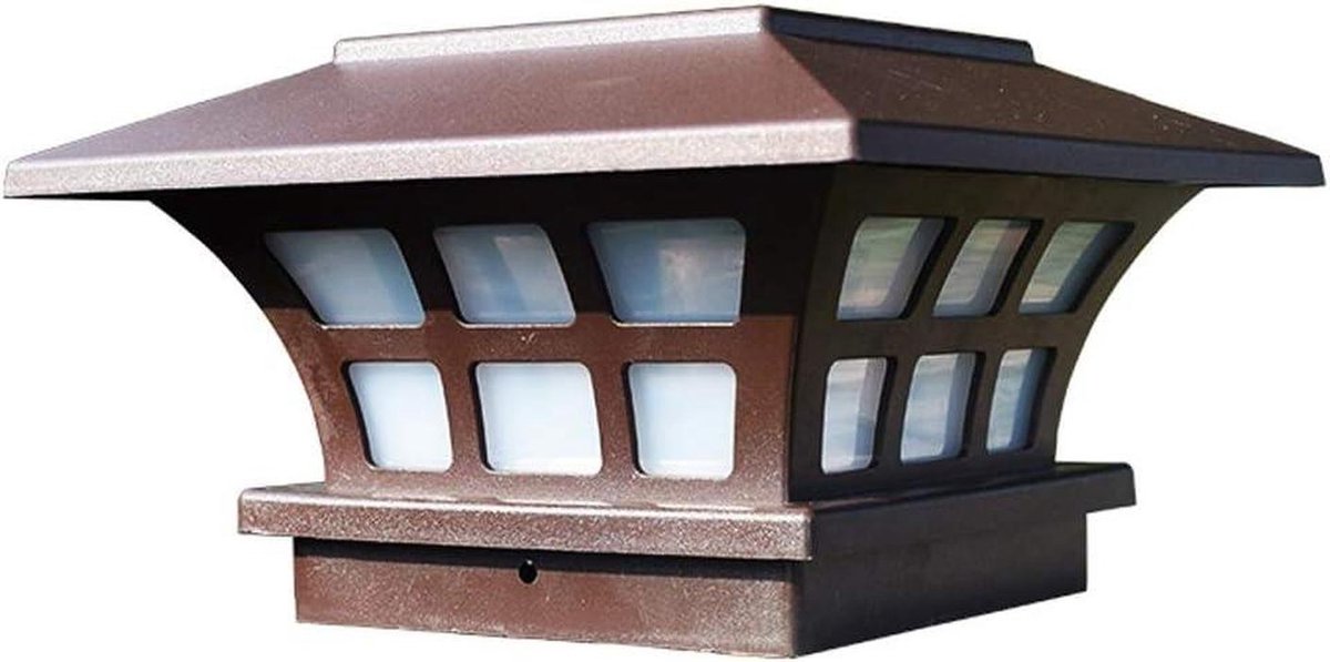 Solar Postlamp Buiten - Tuinlamp Kolomkop - Landschapsverlichting - Intelligente Lichtregeling - 300 gram - Warm