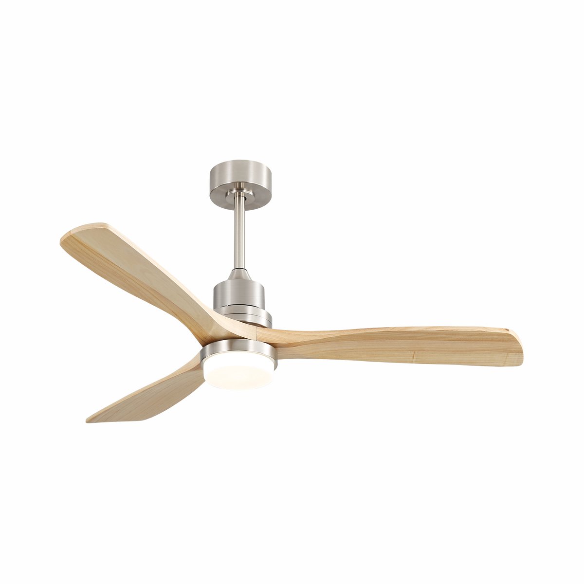 Gutent - Plafondventilator met dimbare LED verlichting - 132cm - 3 massief houten bladen - DC motor - Afstandsbediening - Voor slaapkamer