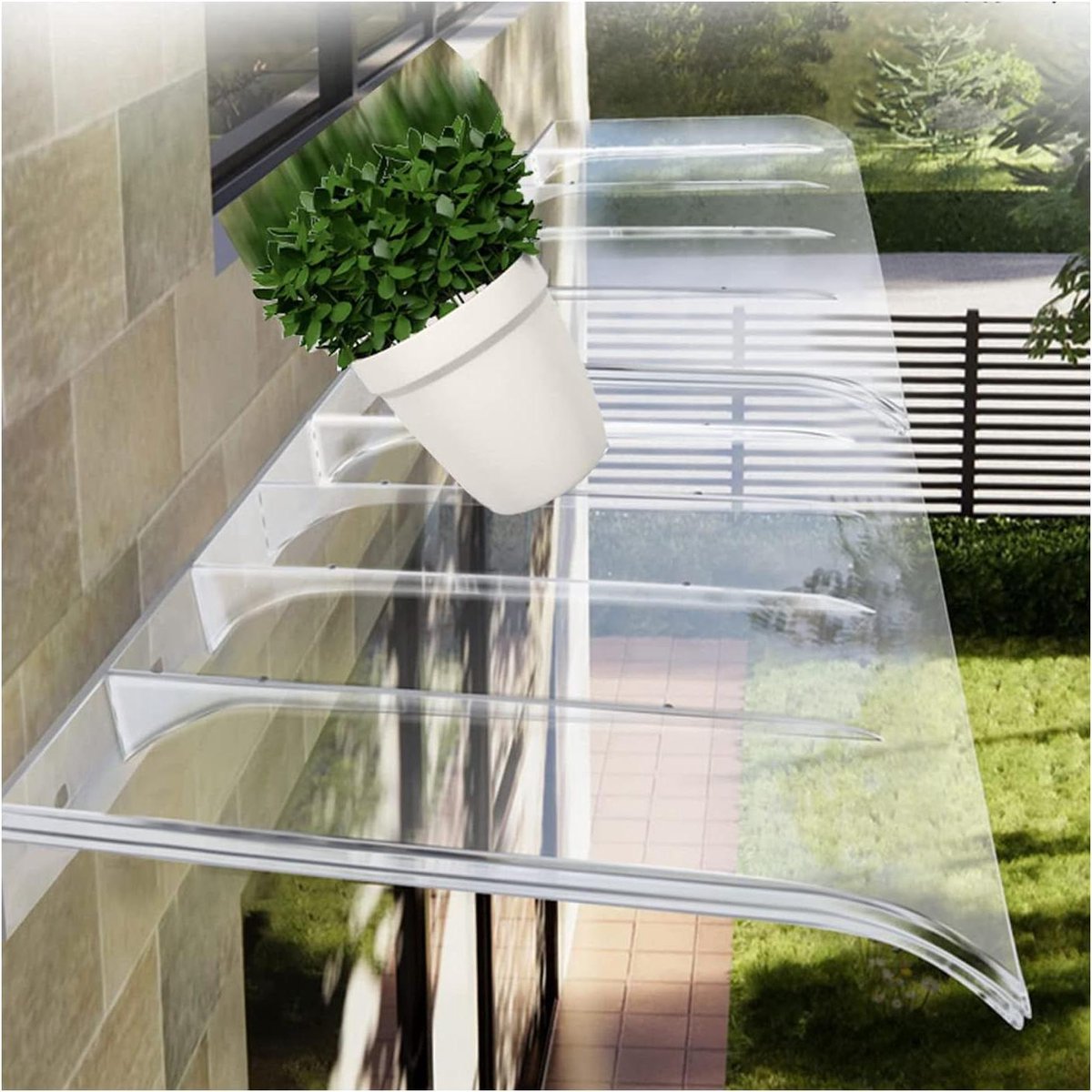 Deur Luifel - Regenafdak Buiten - Bescherming tegen Weer - Polycarbonaat Constructie - 40 x 140 cm - Transparant