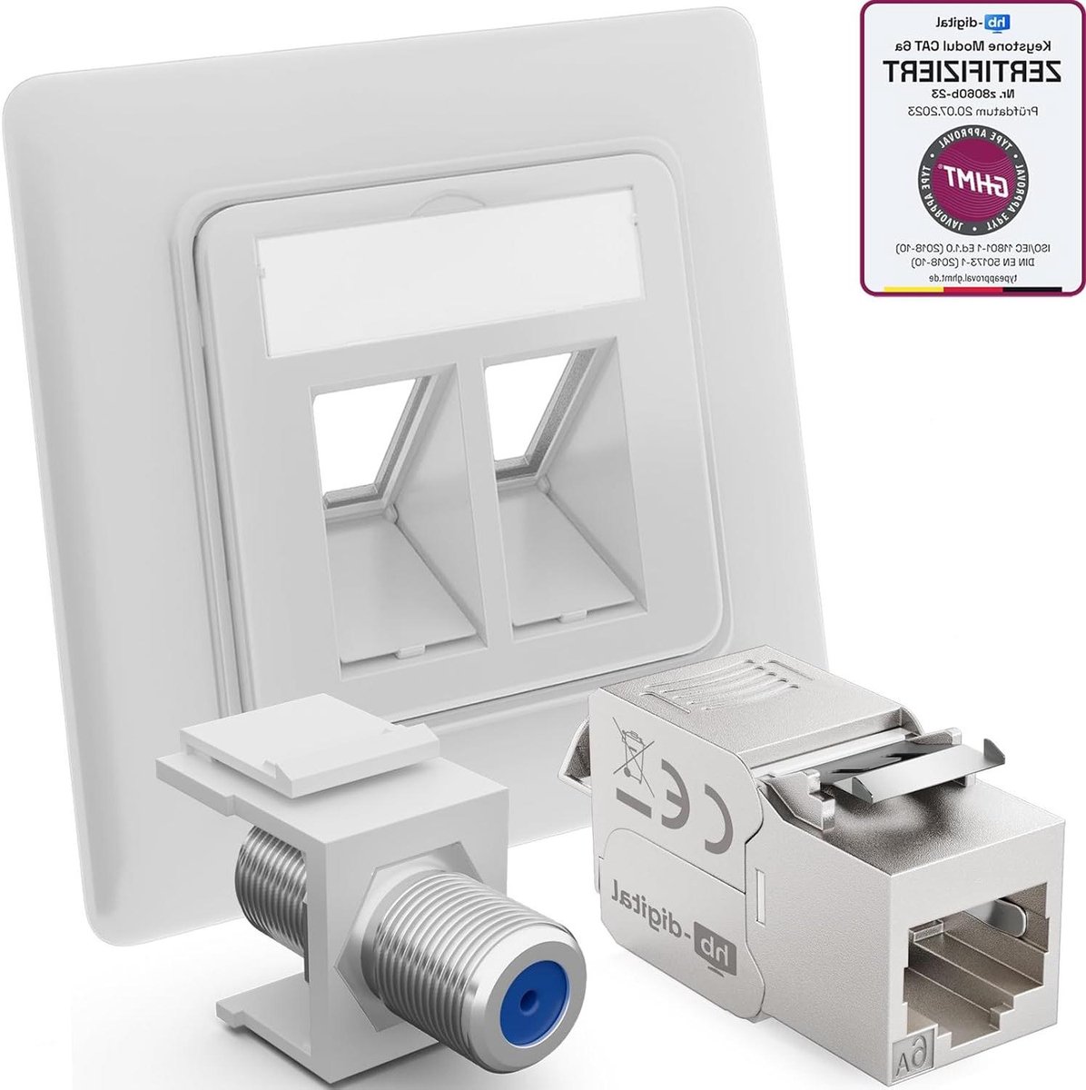 Verbindingsdoos Keystone - Netwerk module - Netwerk organiseren - Volledig afgeschermd - 80x80mm - Signaalwit