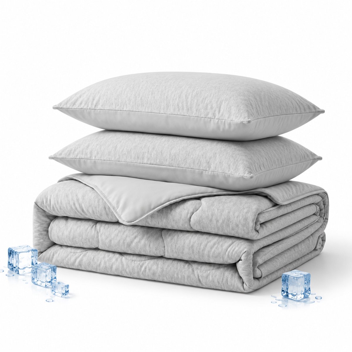 Verkoelend Dekbed zonder overtrek 200x220 cm – Grijs - Verkoelend & Ademend – Lichtgewicht Zomerdekbed – Wasbaar Dekbed – Met Kussenslopen - Tweepersoons