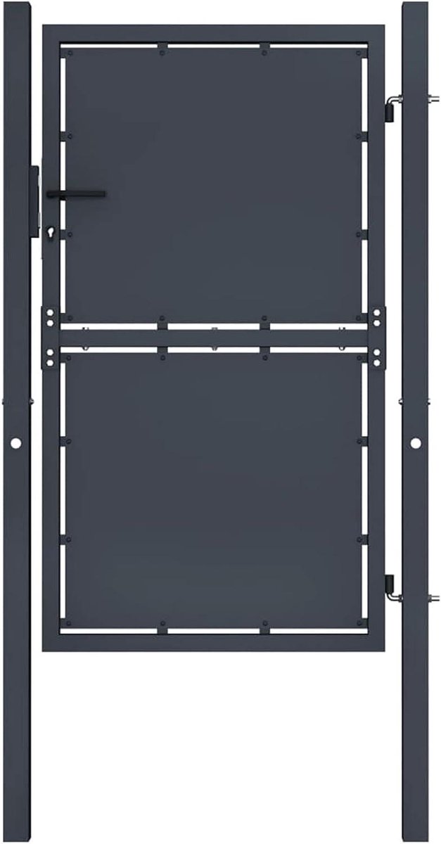 Tuindeur Staal - Hekpoort Buiten - Tuin Toegang - Inclusief Palen - 100 x 175 cm - Antracietgrijs