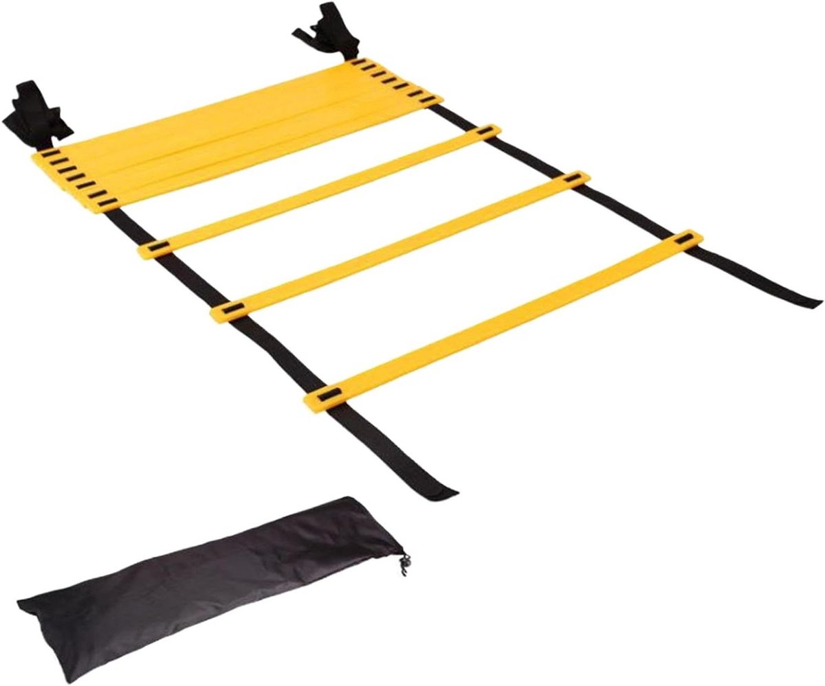 Snelheidsladder - Oefenladder Fitnessladder - Behendigheidstraining Verbeteren - Directe Installatie - 500 x 40 cm - Zwart