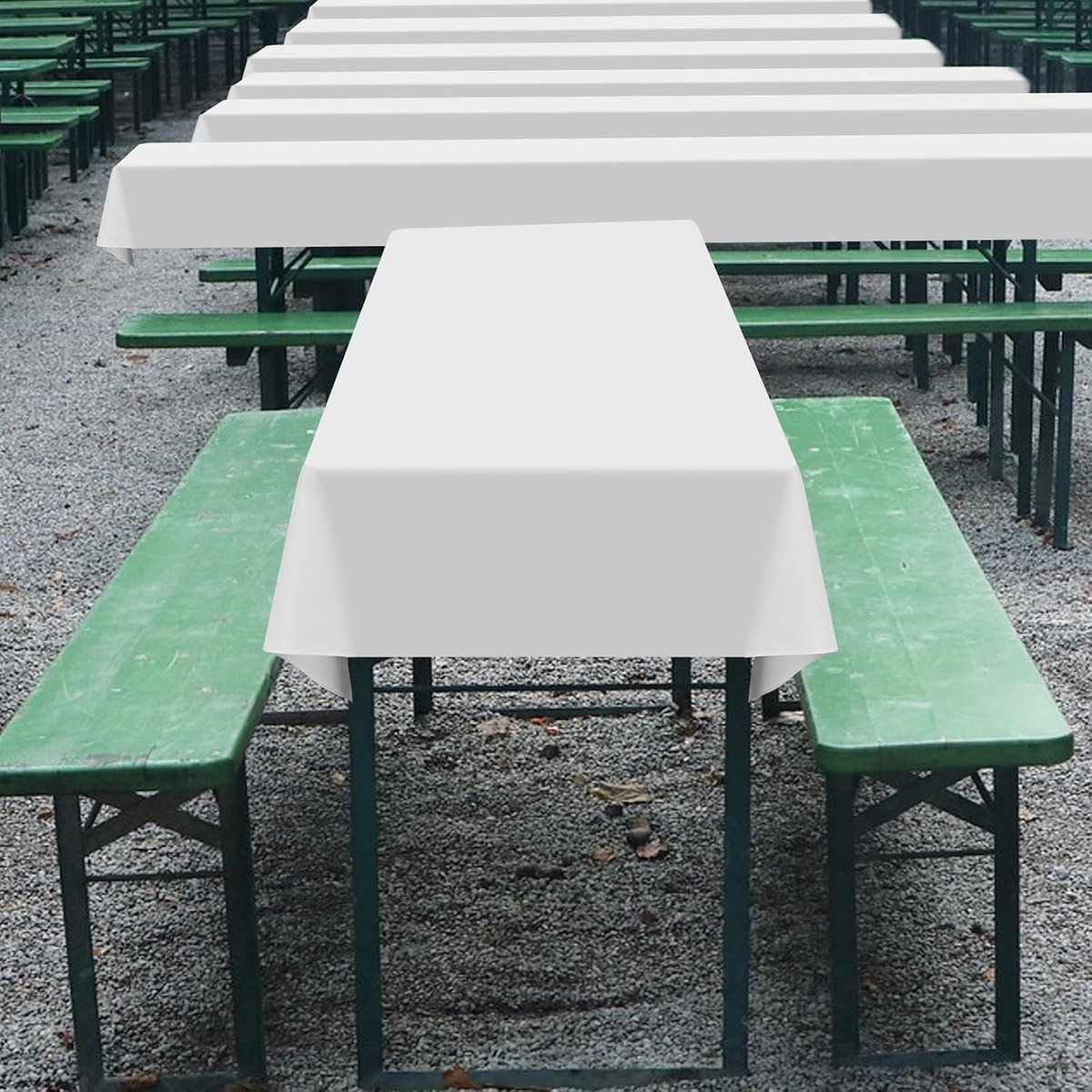 Biertafelkleed Set - Tafelkleden Polyester - Feestelijke Decoratie - Waterdicht & Wasbaar - 4 Stuks 250x100cm - Wit