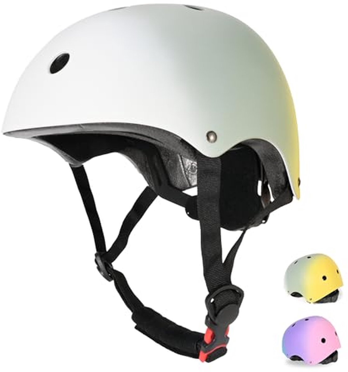 Kinder Helm - Veiligheidshelm Sport - Buiten Sporten - Verstelbare Pasvorm - 55-58 cm - Wit Grijs Geel