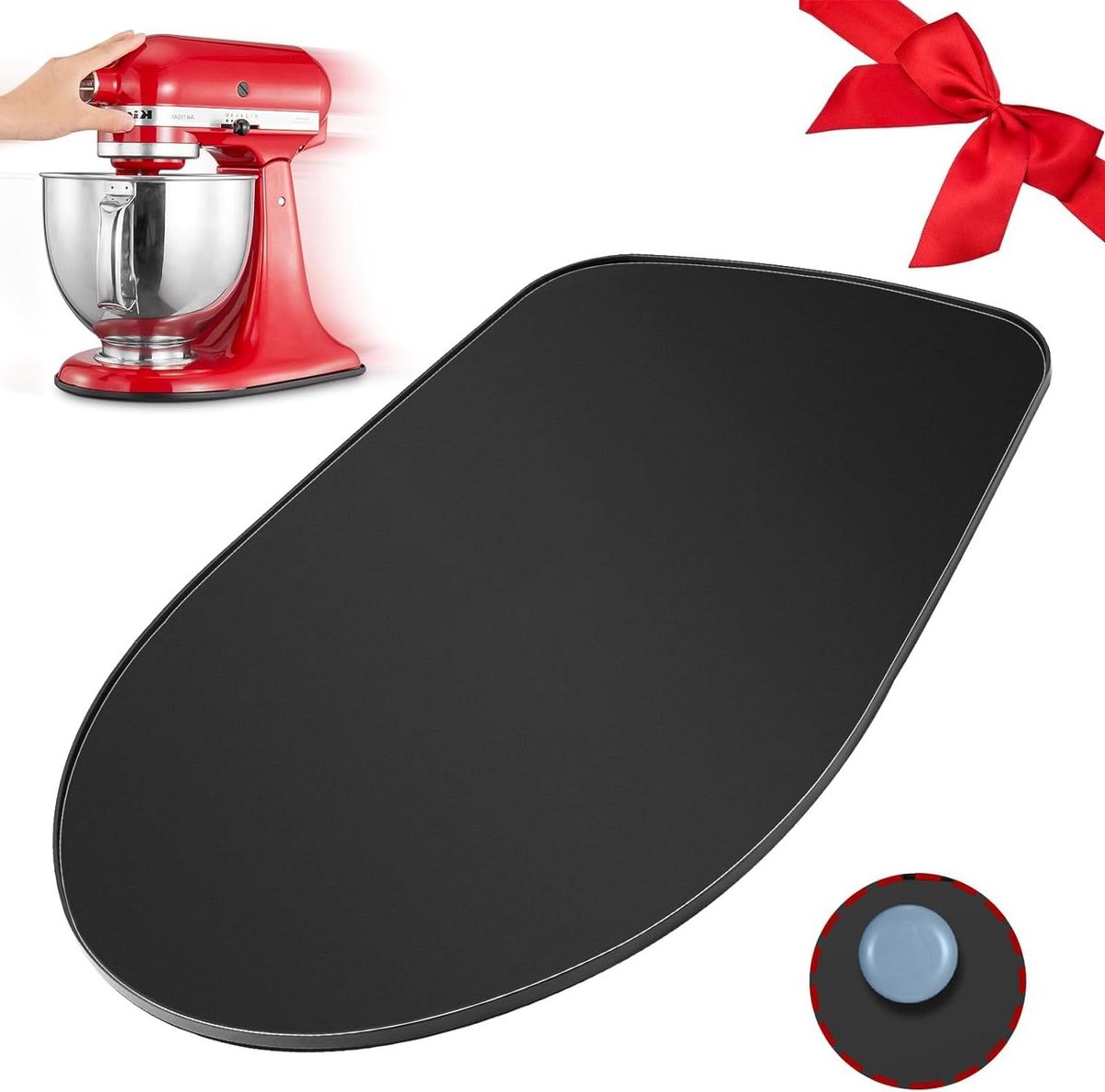 Mixer Mat - Apparaat Schuiver - Keuken Werkblad - Draaibaar Ontwerp - 34.4 x 22.1 cm - Zwart