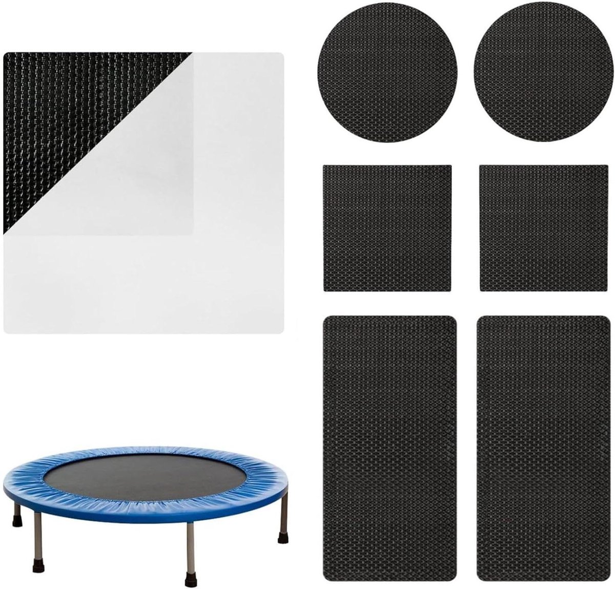 Trampoline Reparatieset - Scheur Patches - Buiten Spelen - Zelfklevend Weerbestendig - 6-delige Set - Zwart
