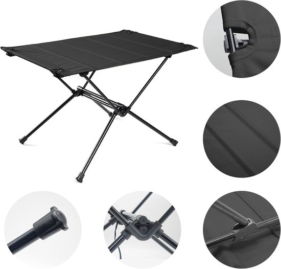 Campingtafel Inklapbaar - Inklapbare Tafel - Kampeertafel Opvouwbaar - Met Opbergtas - 60 x 40 x 40 Cm - Klaptafel - Vouwtafel - Tuintafel - Afneembaar Bureaublad - Draagbaar - Waterdicht - Zwart van Camp — afbeelding 4