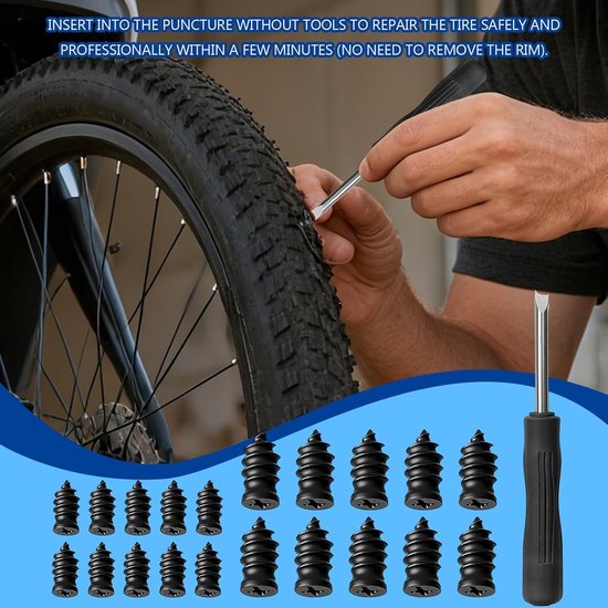 Banden Reparatie Schroeven - Lek Reparatie Tool - Onderweg Herstel - Directe Plug Insertie - 9979 g - Zwart — afbeelding 4