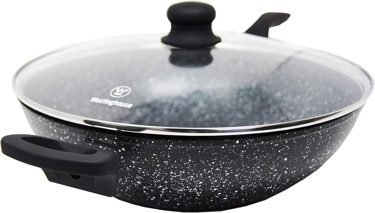 Wok Pan - Koekenpan - Lekker Koken - Antiaanbaklaag - 32 cm - Zwart