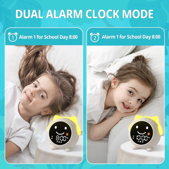 Kind Slaapklok - Wekker Kinderen - Slaap Training - Visuele Slaap Gids - 10 Nachtlampjes - Wit — afbeelding 4