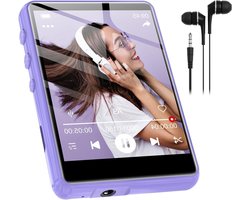 SWOFY Mini MP3-speler, Bluetooth 5.3, 64 GB, hifi-muziekspeler met touchscreen 2,4 inch, luidspreker, FM-radio en recorder, tot 128 GB TF-kaart ondersteund (violet)