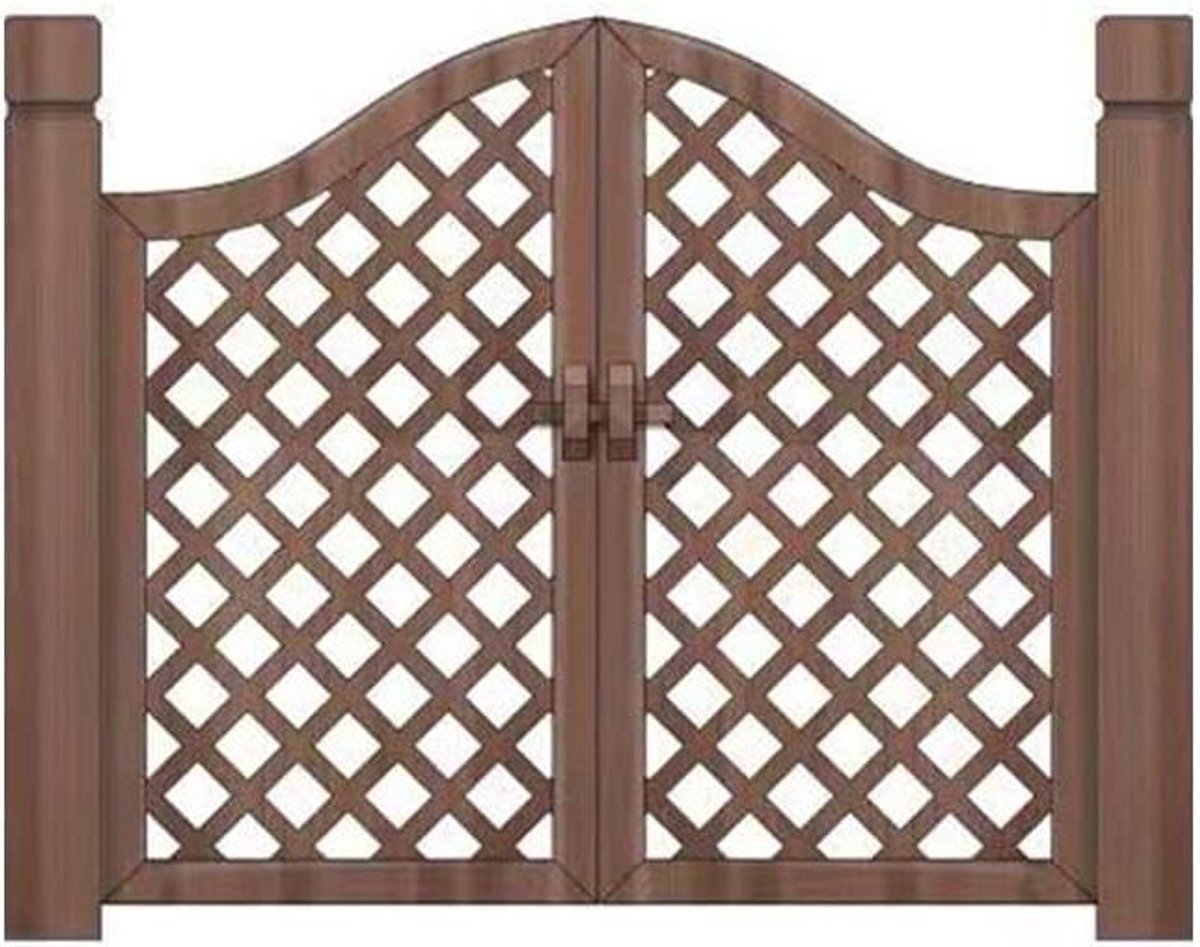 Houten Tuinpoort - Tuindeur Hekwerk - Buitenruimte Afscheiden - Gebogen Top Rooster - 60x8