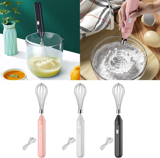 Elektrische Mixer - Draadloze Klopper - Keuken Koken - 3 Snelheden Instelbaar - USB Oplaadbaar - Zwart — afbeelding 3