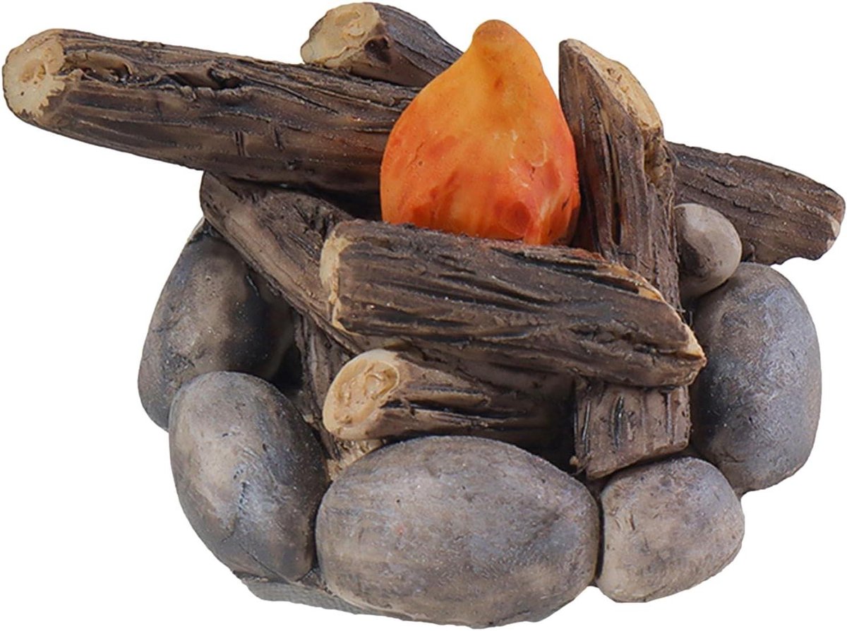 Kampvuur Ornament - Miniatuur Vuur - Decoratie Scène - Realistisch Ontwerp - 113 x 64 x 7 cm - Bruin