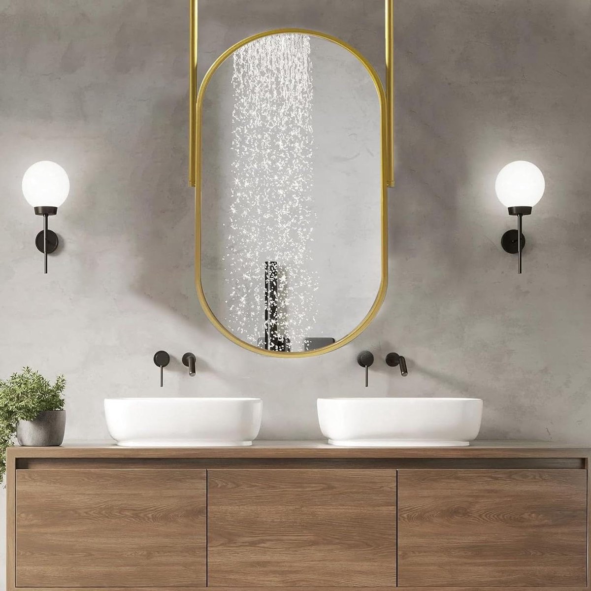 Ovale Spiegel - Wandspiegel Decoratief - Interieur Verfraaien - Zwarte Metalen Lijst - 50x