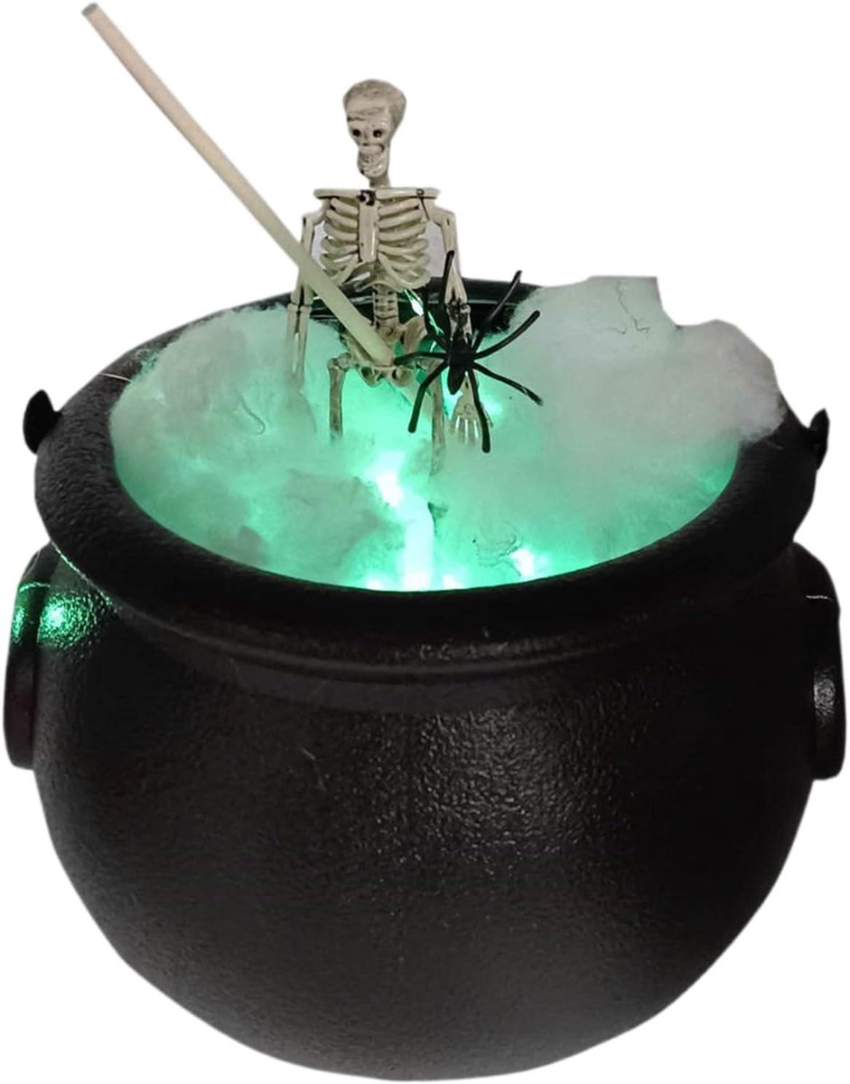 Halloween ketel - heksenketel | bruisend | zwarte heksenschaal met skelet en ledlampen, gr