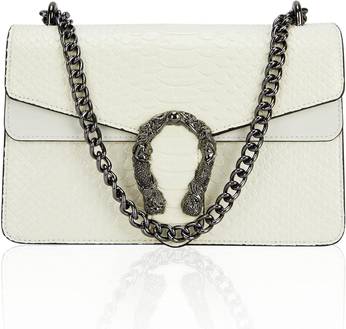 Dames Handtas - Schoudertas - Dagelijks Gebruik - Slangenprint Design - 25 cm Breed - Wit