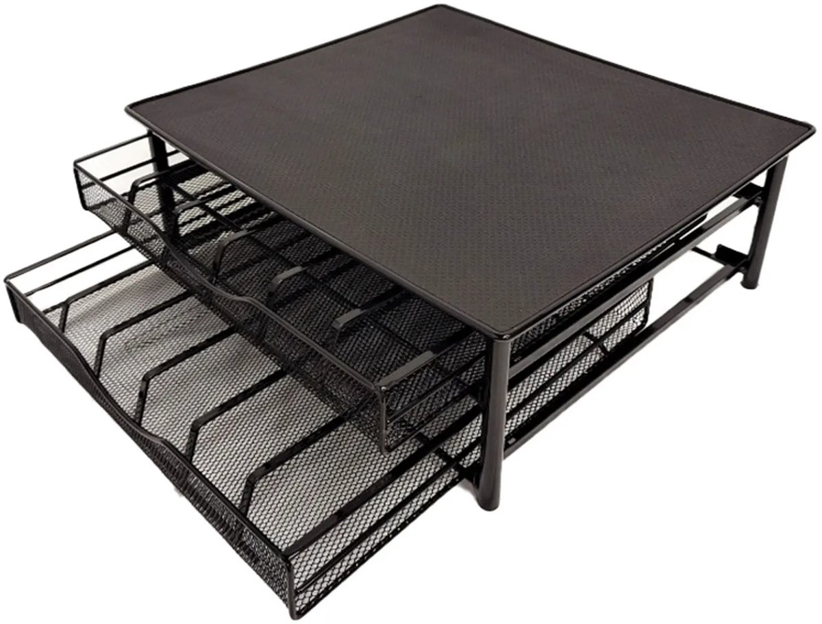 M-Goods - Koffiecapsulehouder Dolce Gusto - Koffiecup Organizer - 72 Capsules - Dubbellaagse Lade - Metaal - Zwart