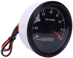 Yinhing 110 Mm Toerenteller met 7 Kleuren Achtergrondverlichting 4000 RPM Meter met Urenteller voor Vrachtwagen, Tractor, Auto, en Boot DC 32V Compatibel CXA005 (Zwarte wijzerplaat, zwarte rand