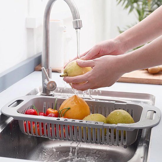 Extendable drain basket, over the sink colander sieve basket, colander fruit and vegetables drain basket, adjustable sieve sink laundry basket — afbeelding 3