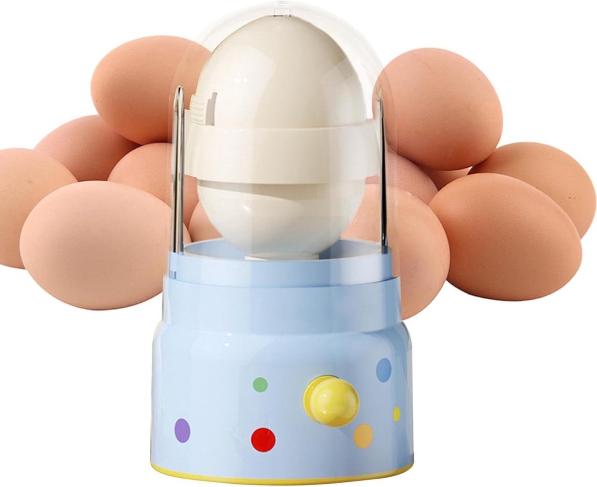 Roterende Eiermixer - Keukengadget Mixer - Ontbijt Bereiden - Gezinsvriendelijk Ontwerp - 15.5 x 8 cm - Geel en Wit