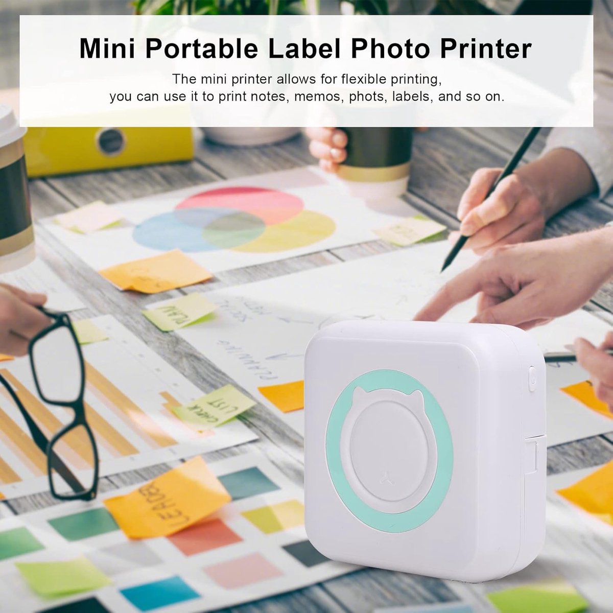 Mini Printer - Label Printer - Notities Printen - Draadloos Ontwerp - Compact Formaat - Groen