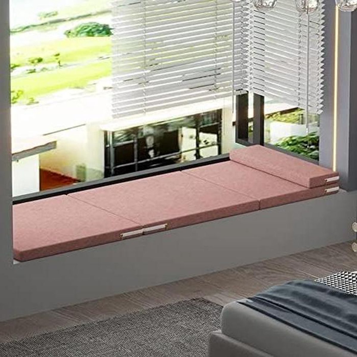 Inklapbaar Bed - Gastematras Slaapbank - Ruimte Besparen - Antislip Ontwerp - 180x90cm - Roze