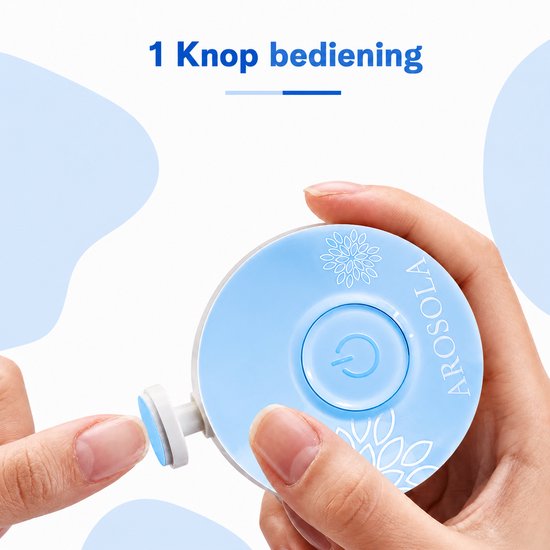 AROSOLA® Elektrische Baby Nagelvijl - Baby Manicure Set - Veilig Nageltjes Vijlen - 6 Opzetstukken - Fluisterstil - Blauw van Arosola — afbeelding 5
