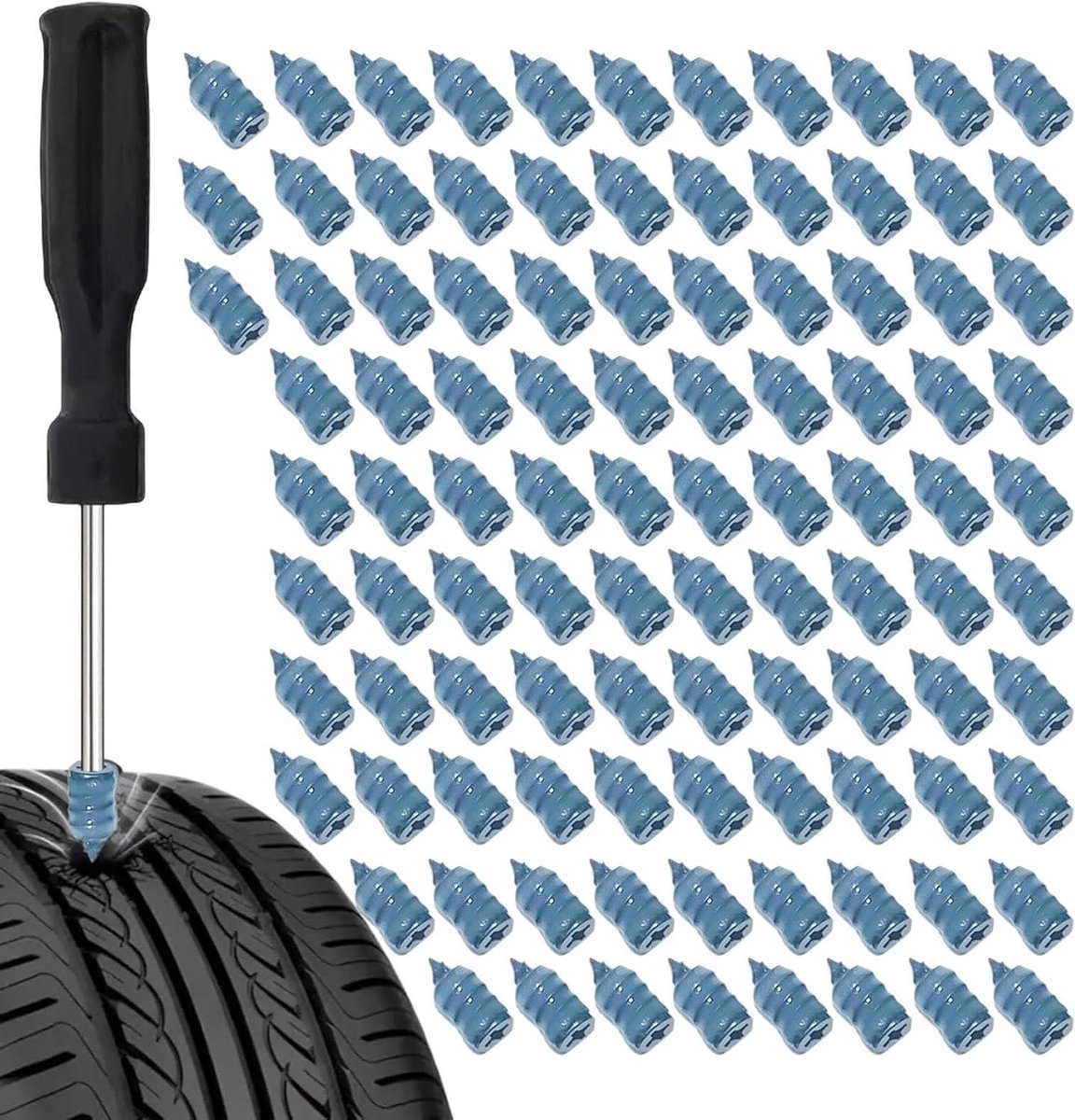 Rubberen Bandenreparatie Schroeven - Vlakke Band Reparatie - Snel Banden Herstellen - Zelfklevende Afdichting - 100 Stuks - Zwart
