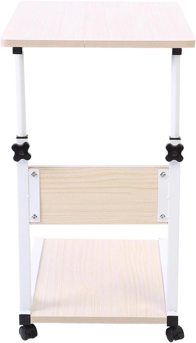 Laptopbureau met Wielen - Verstelbare Tafel - Thuiswerken - Afneembaar en Verstelbaar - 55-80 Cm - Witte Esdoorn