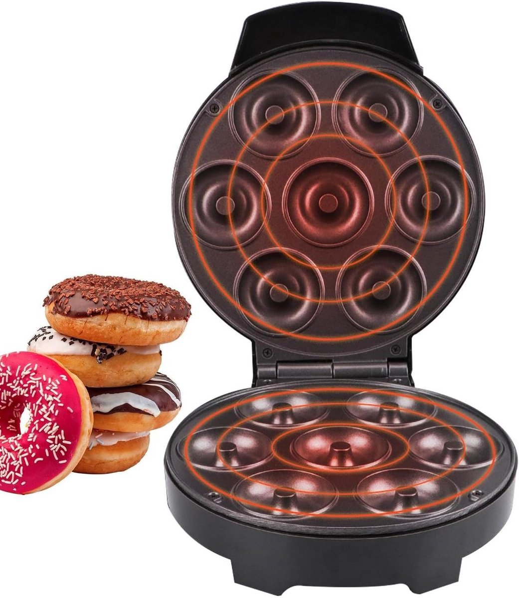 Donut Maker - Bakvorm Dessert - Thuis Bakken - 7 Gaten - Mini Formaat - Zwart