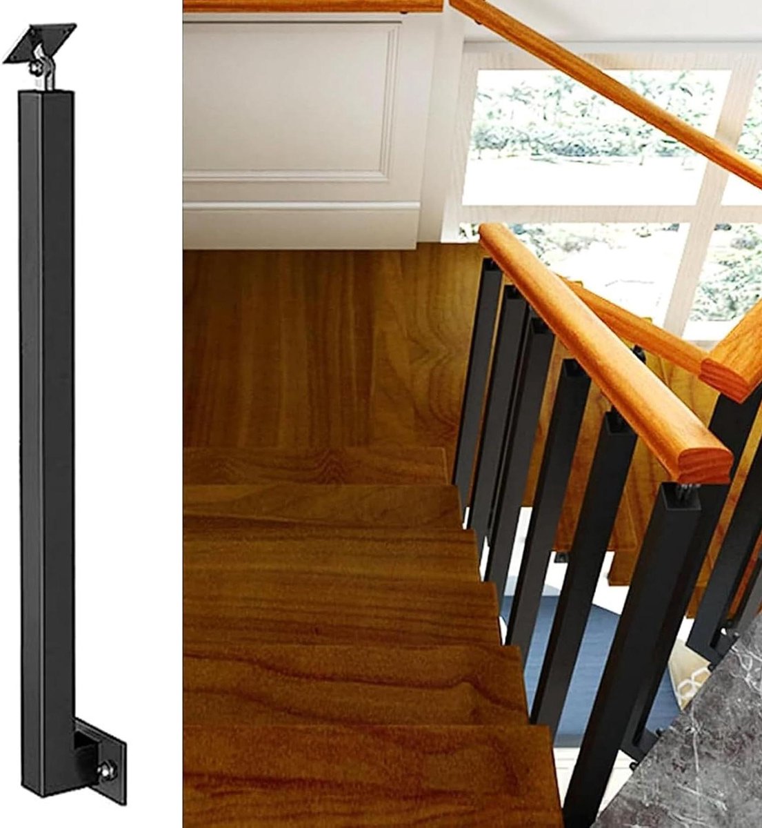 Trapbaluster Paal - Spindelpaal - Veiligheid Verhoging - Verstelbare Hoek - 85-100 cm - Zwart
