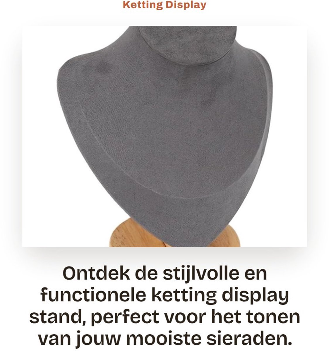 Dailygoods- Sieradenbuste 6.9 inch - Display Houder - Sieradenrek - Mannequin - Flanellen - Voor Winkel/Thuis - Sieradenhouder