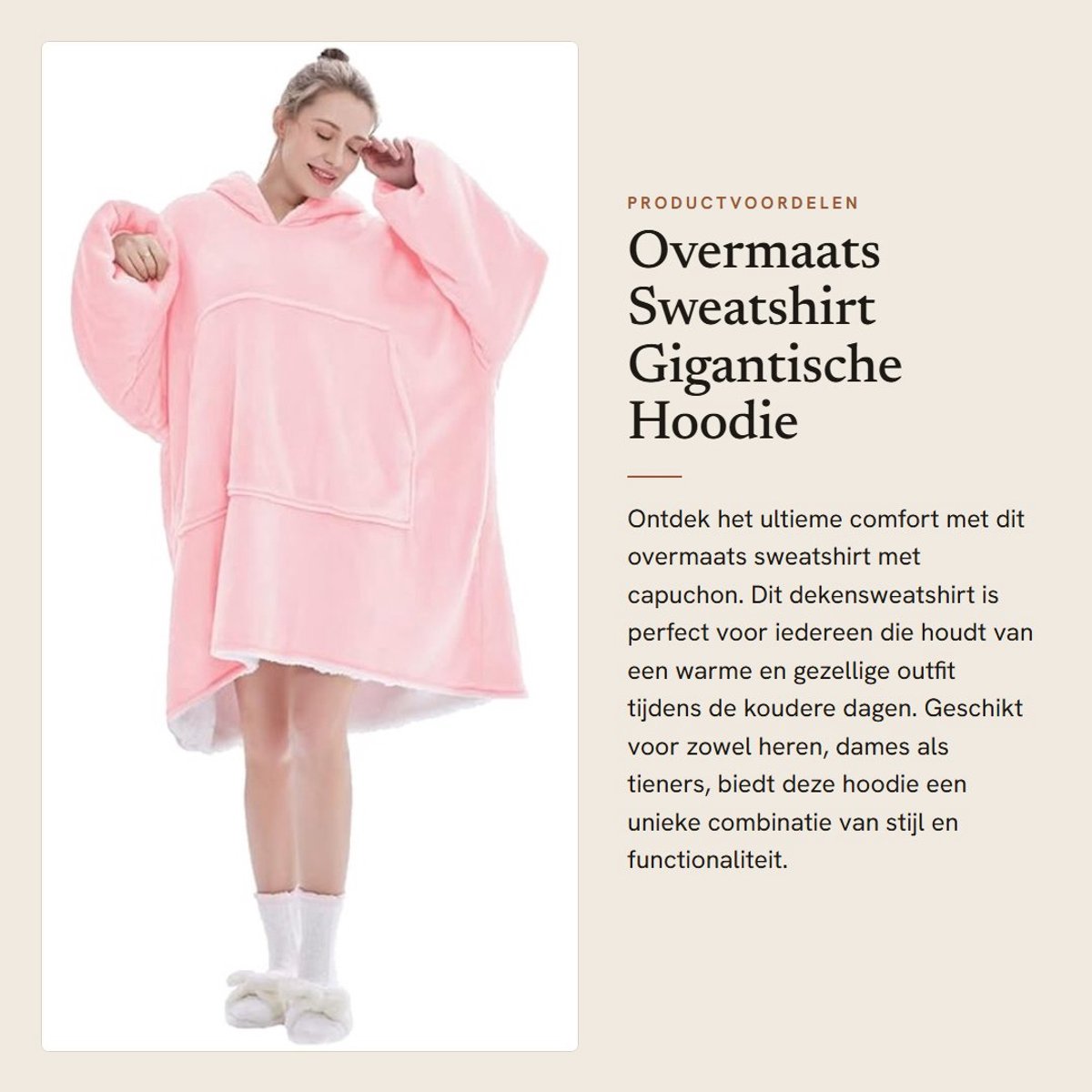 Dailygoods- Sweatshirt met capuchon - Overmaats Hoodie - Superzacht en warm - Geschikt voor volwassenen - Voor outdooractiviteiten - Bescherming tegen kou en wind - Balaclava