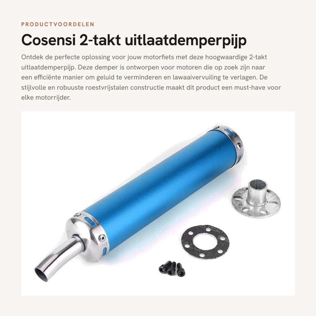 Dailygoods- Uitlaatdemper 20 mm - Roestvrijstalen Pijp - 2-Takt Motorfiets - Geluidsreductie - Duurzaam - Stijlvol Ontwerp - Uitlaatpijp